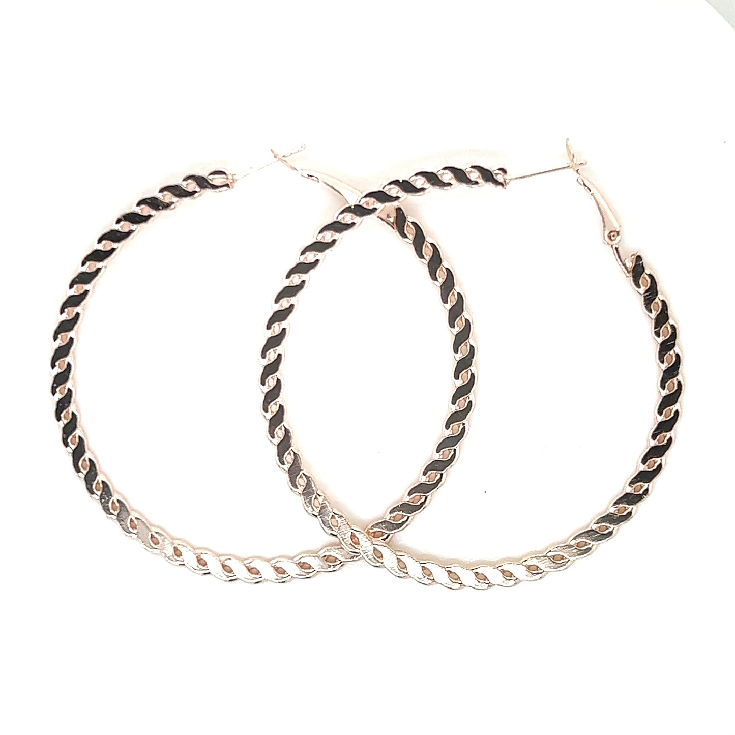 Fixed Chain Link Metallic Hoop Earrings - In 6 Colors