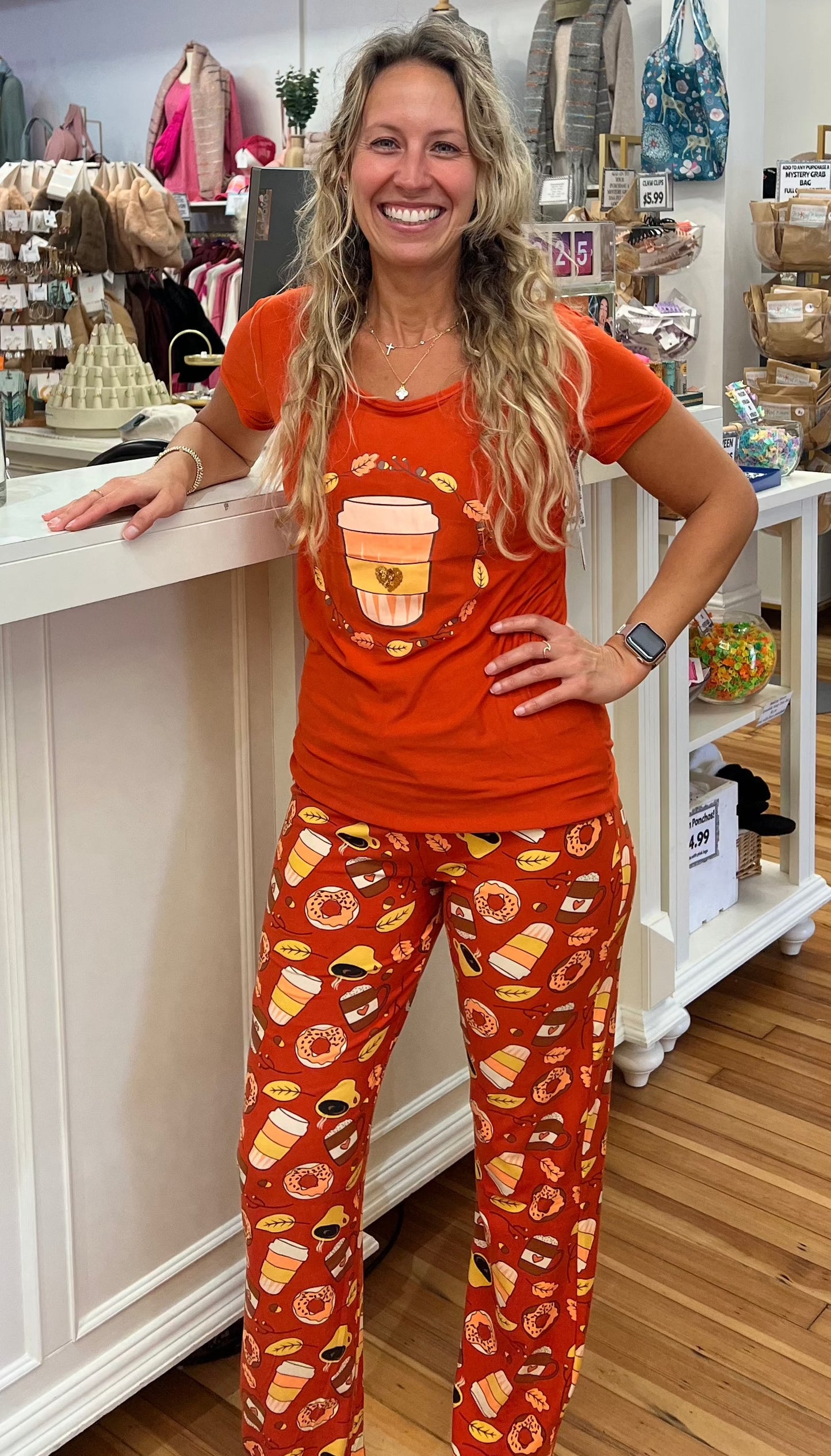 Pumpkin Spice Fall Short Sleeve Pajama Set