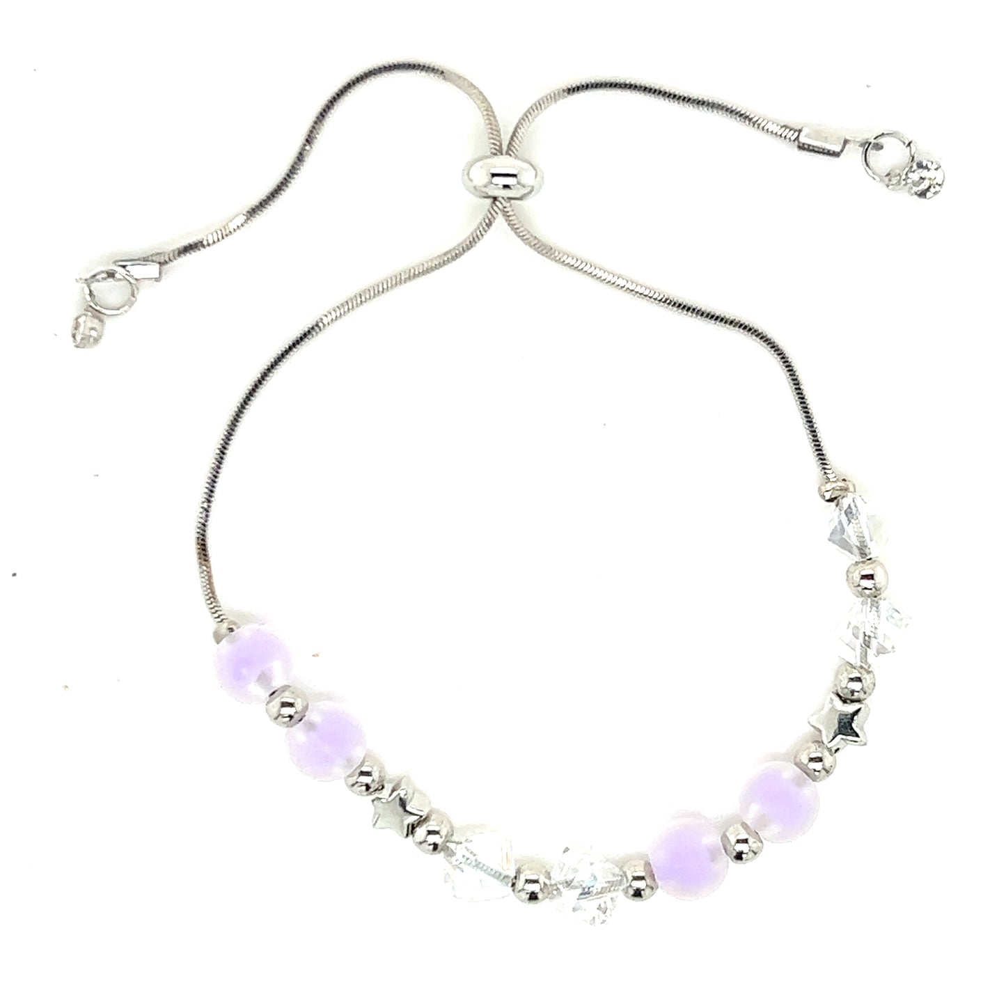 Frosted Crystal & Star Beaded Bolo Bracelet