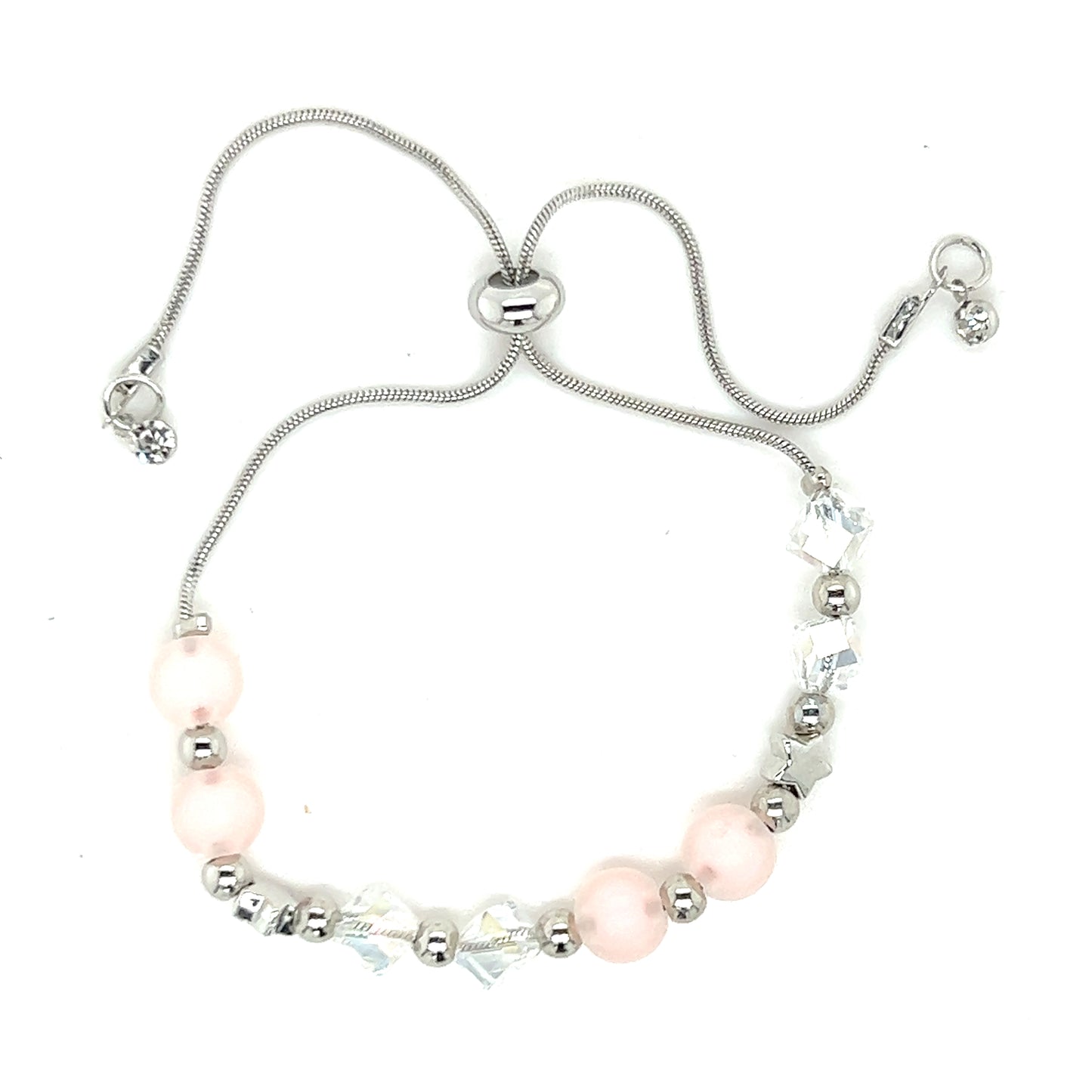 Frosted Crystal & Star Beaded Bolo Bracelet