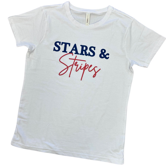 Stars & Stripes Short Sleeve Ladies fit Tee - White