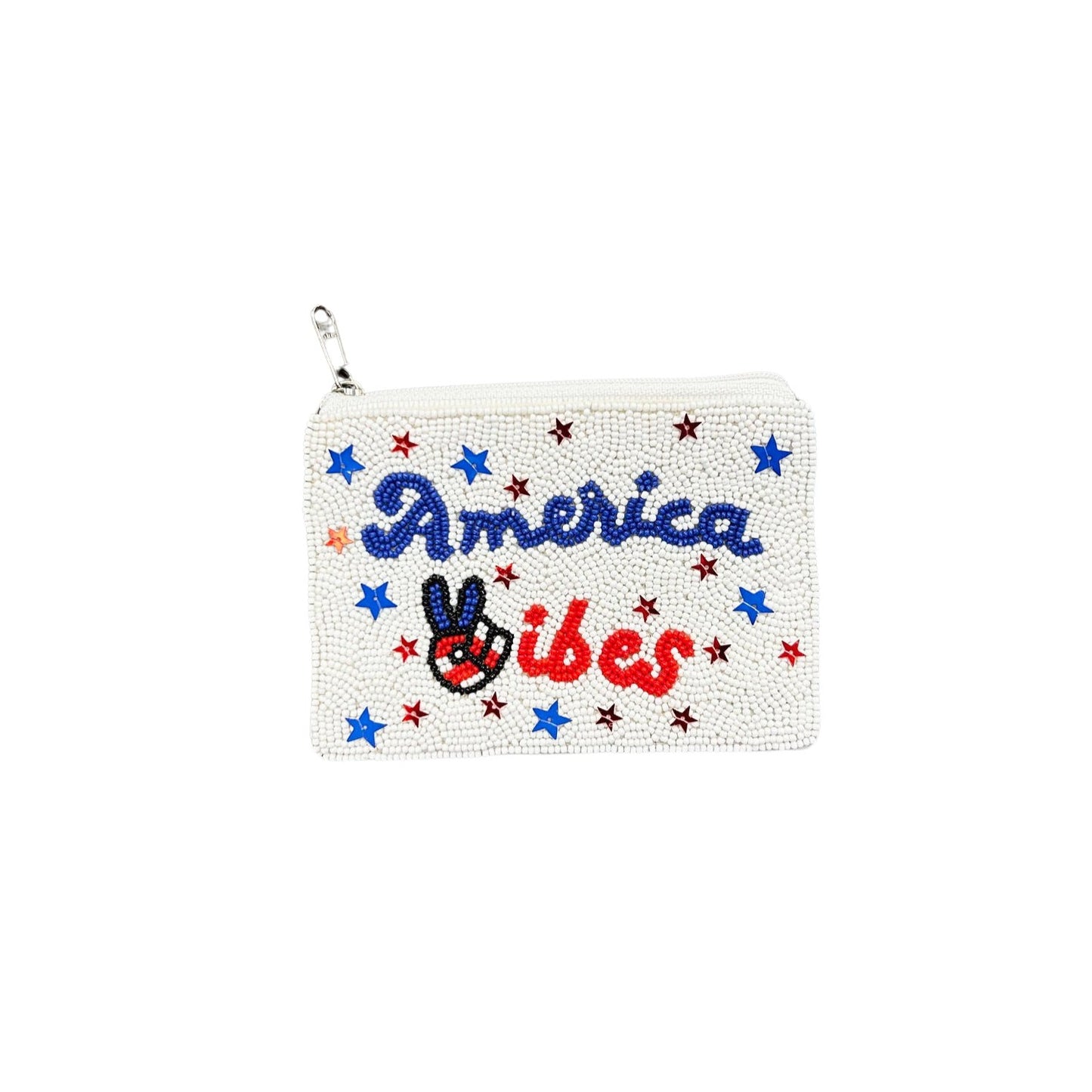 American Vibes Beaded Zipper Coin & Card Bag