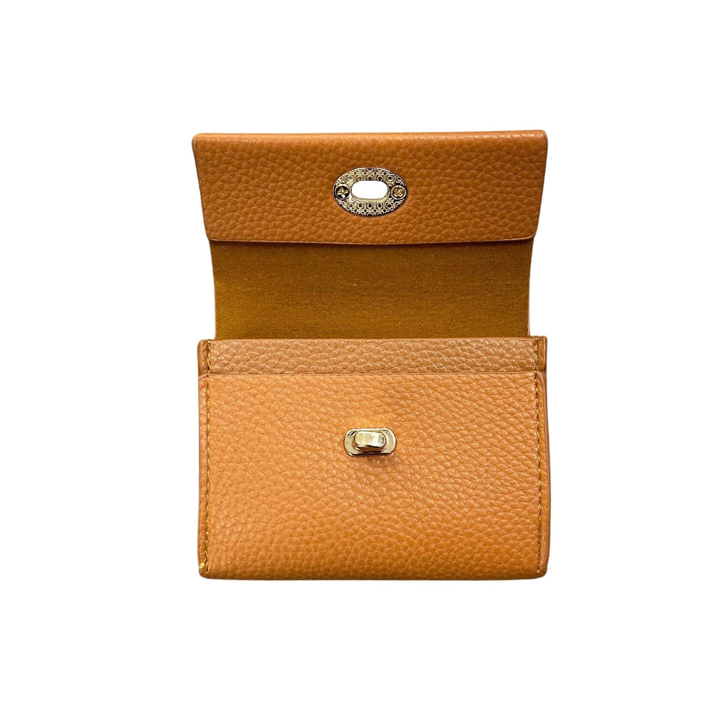 Turn Lock Faux Leather Wallet With Gold Clasp- In 3 Colors