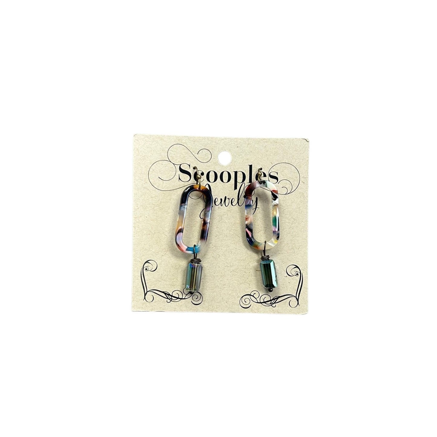 Iridescent Charm Oval Hook Earrings - Hand Made