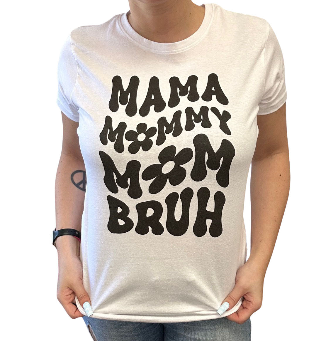 Mama Mommy Mom Bruh Short Sleeve Ladies fit Tee - White