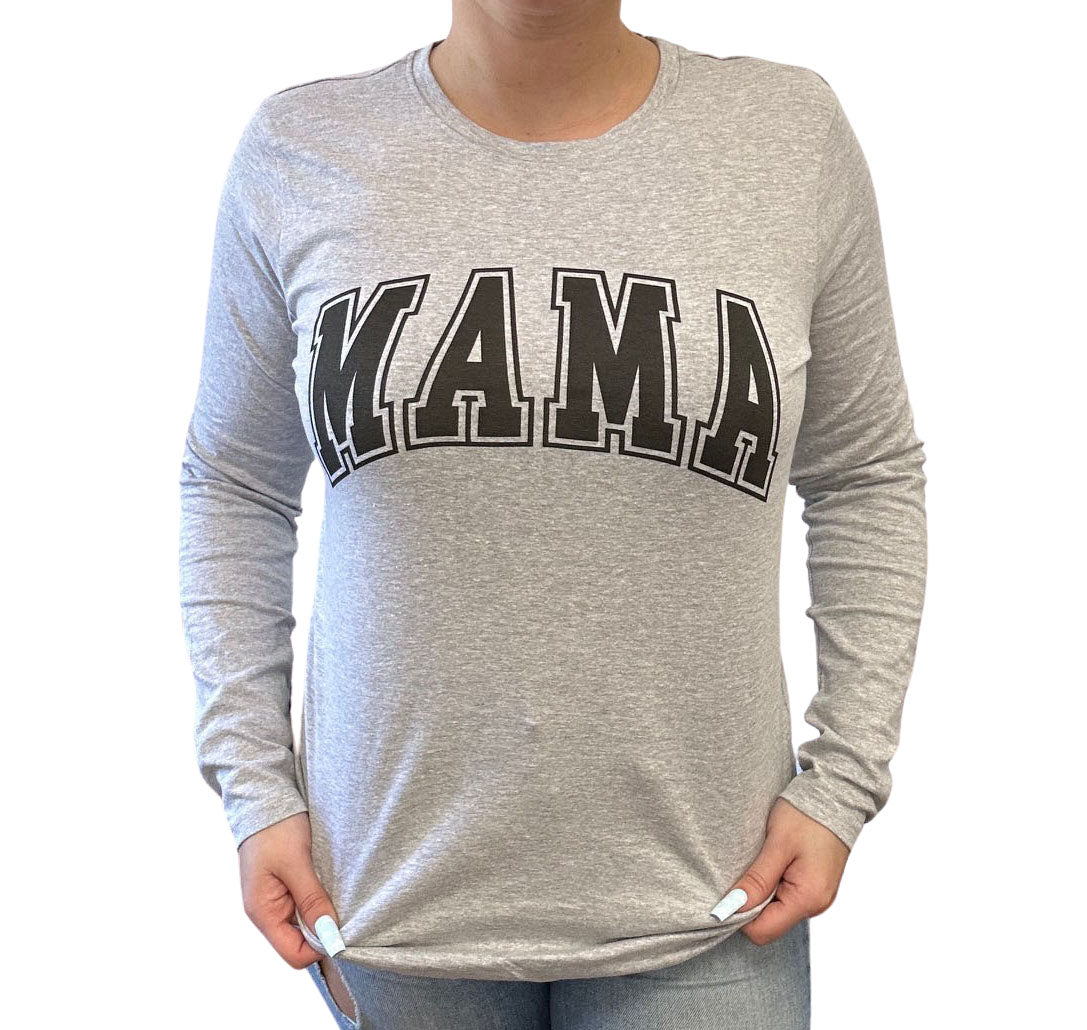 Mama Long Sleeve Ladies fit Tee - Grey