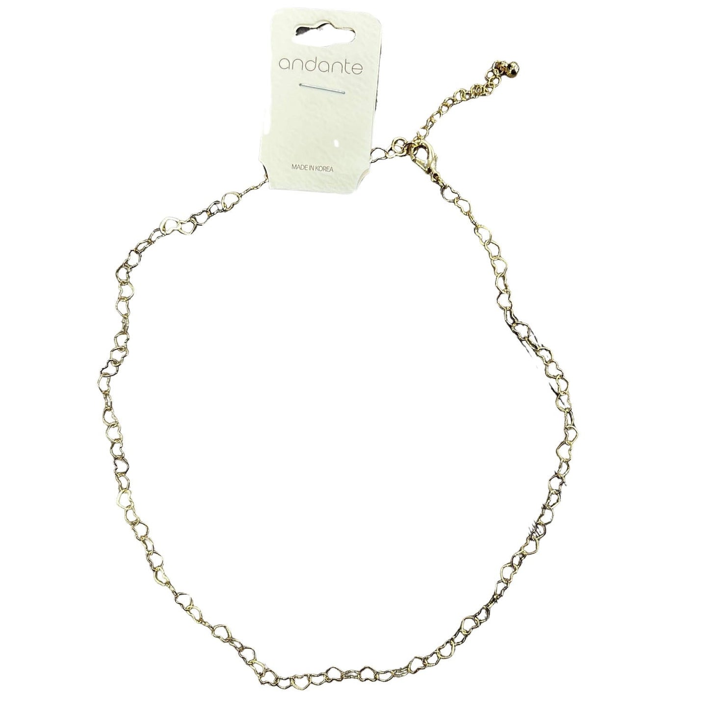 Micro Heart Chain Link Necklace - Gold