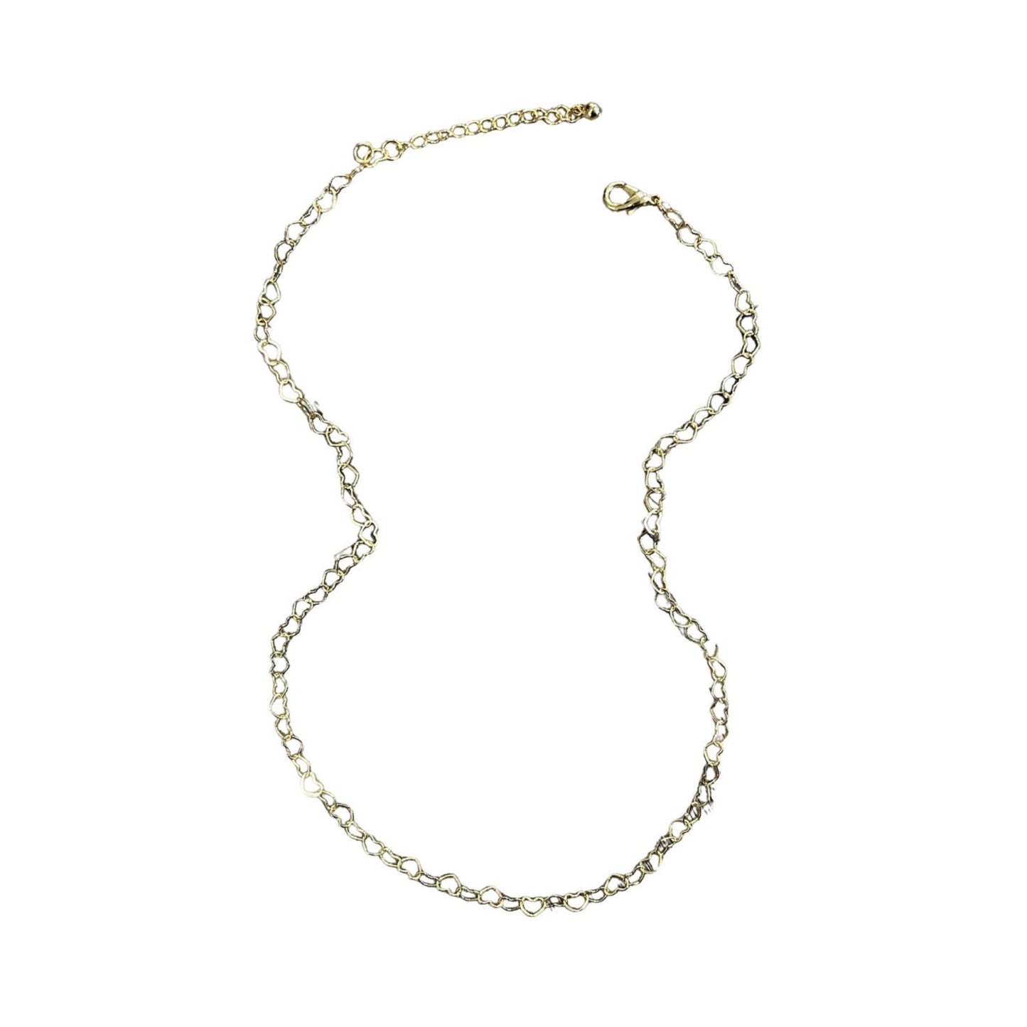 Micro Heart Chain Link Necklace - Gold