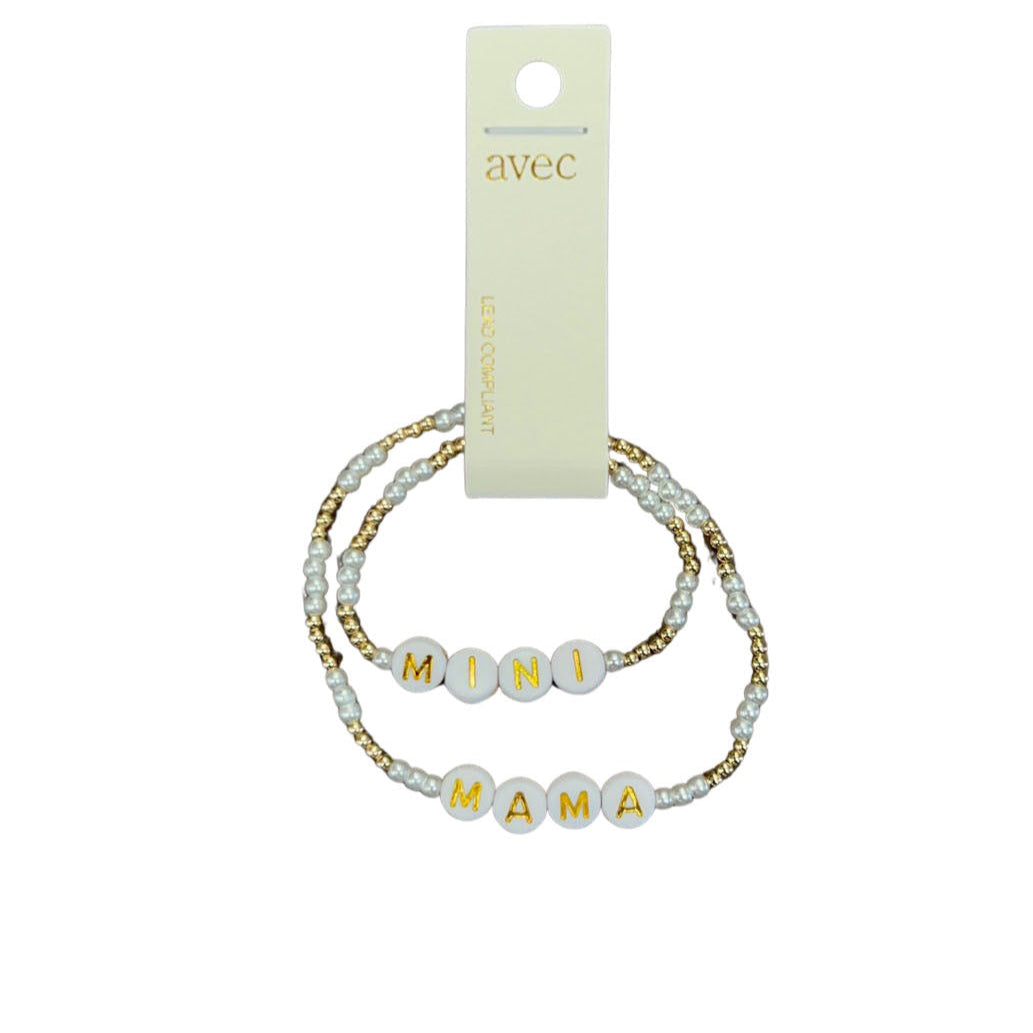 Mama & Mini Micro Beaded Matching Bracelet Set - In Gold & Silver