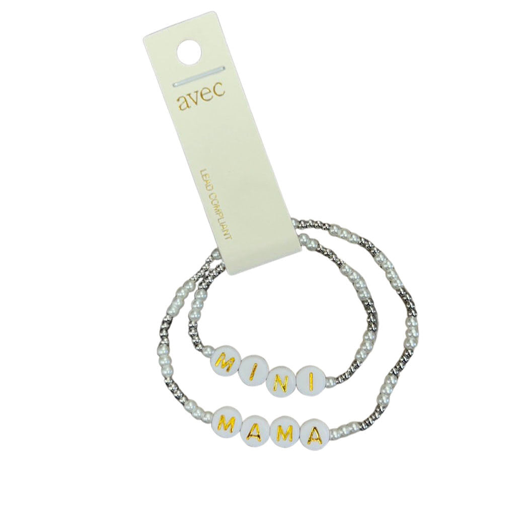 Mama & Mini Micro Beaded Matching Bracelet Set - In Gold & Silver