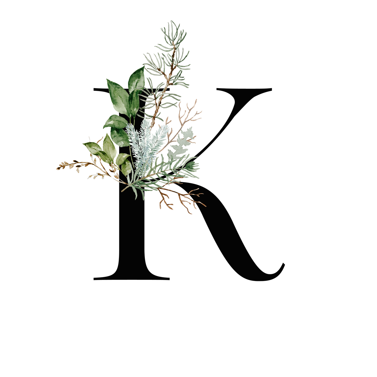Winter Holly Initial Mug - Every Letter Available