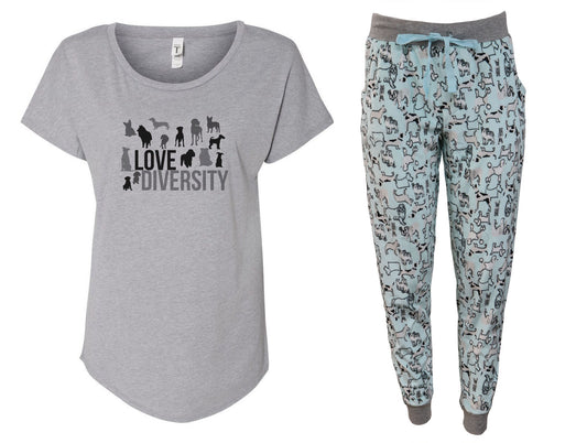 Love Diversity Dog Lovers Baby Blue Puppy Jogger Pajama Set