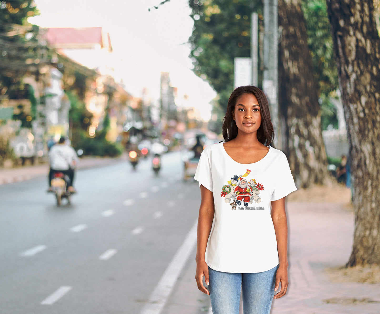 Merry Christmas Bitches Ladies Tee - White