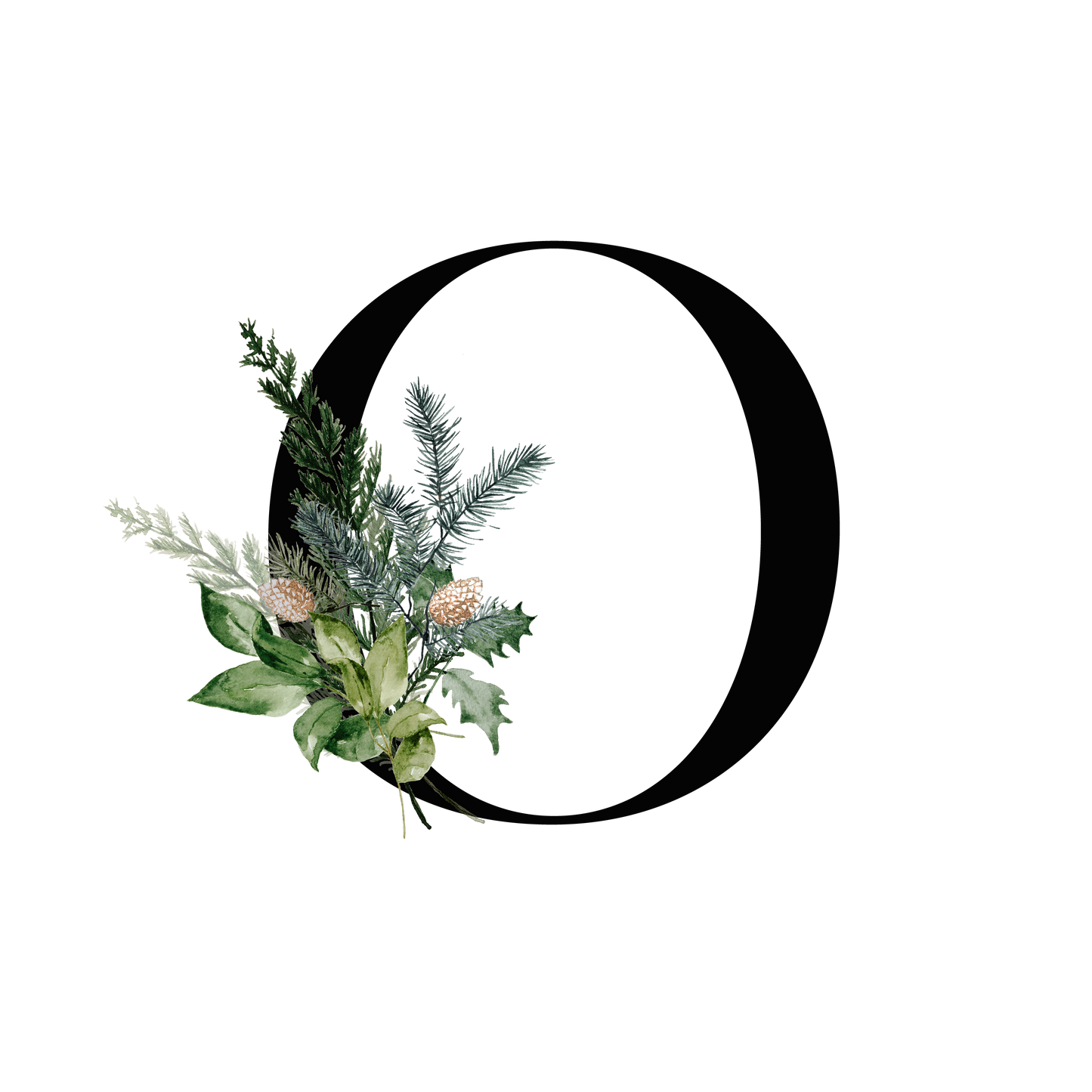 Winter Holly Initial Mug - Every Letter Available