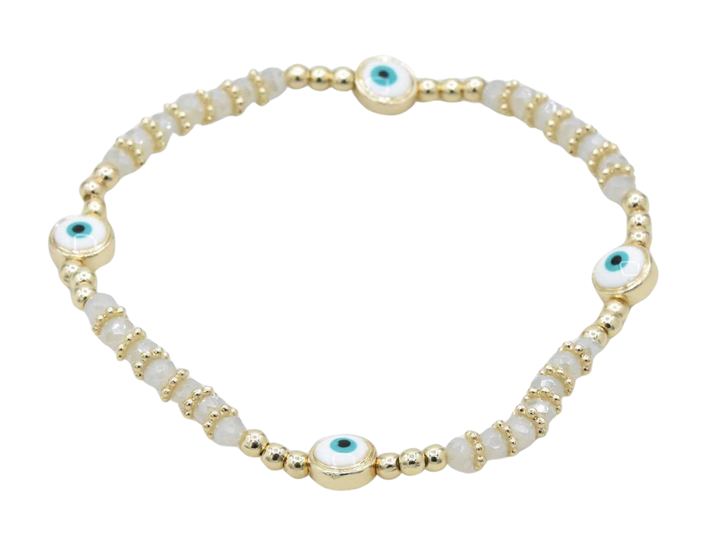 Evil Eye Stretch Bracelet - Gold & Ivory