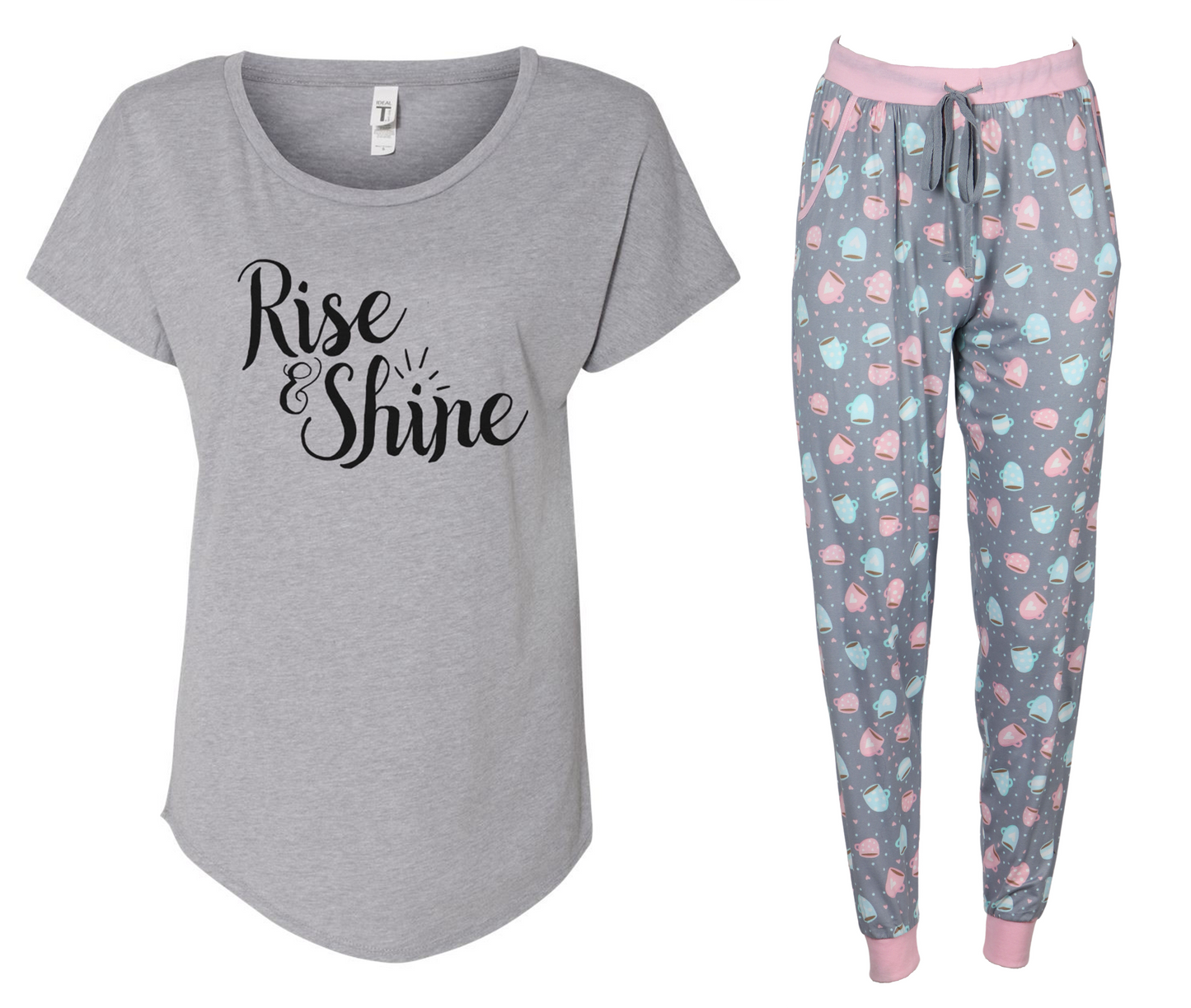 Rise & Shine Jogger Grey & Pink Pajama Set