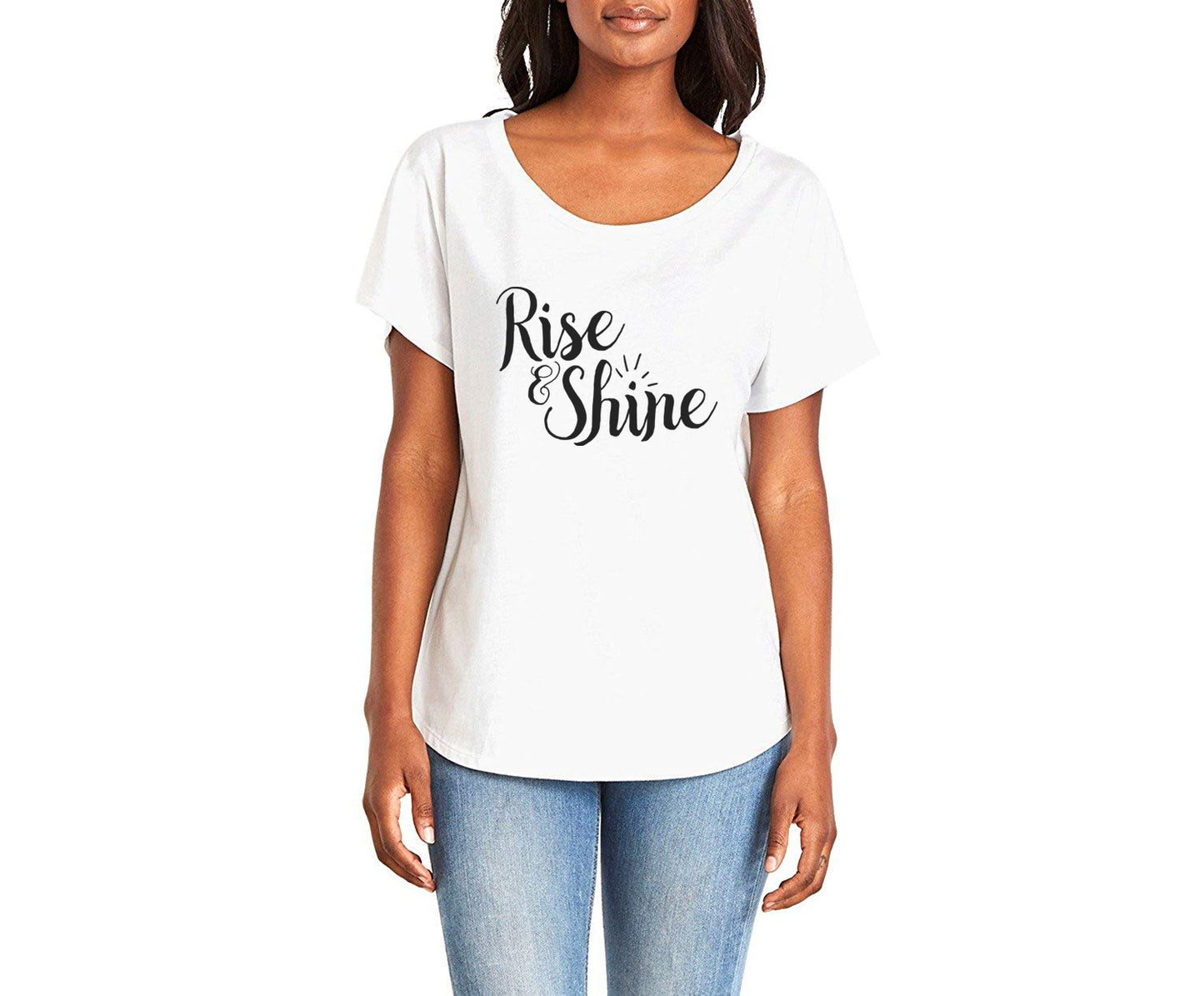Rise & Shine Ladies Tee Shirt - In Grey & White