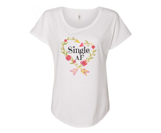 Single AF Ladies Tee Shirt - In Grey & White
