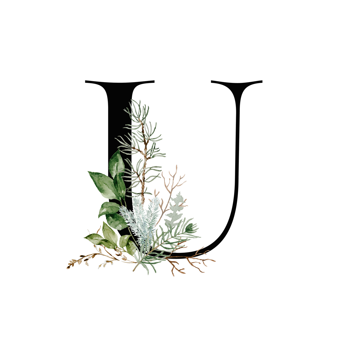Winter Holly Initial Mug - Every Letter Available