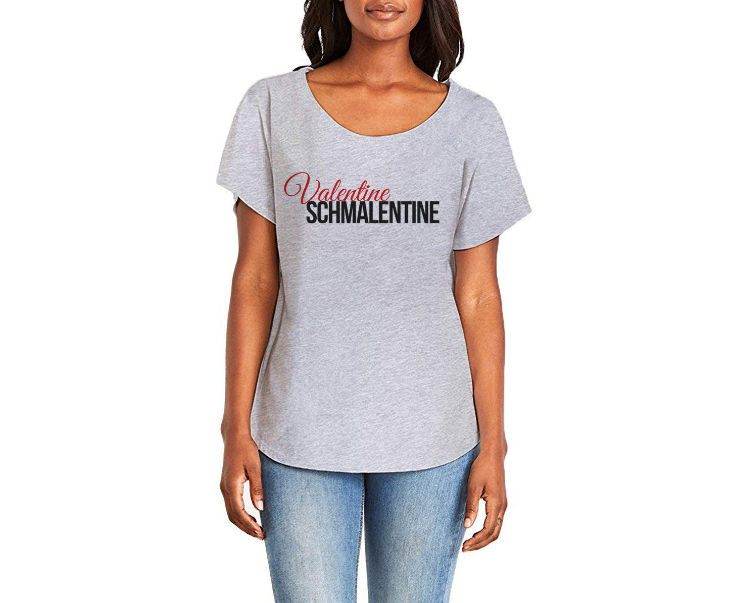 Valentine Schmalentine Ladies Tee Shirt - In Grey & White