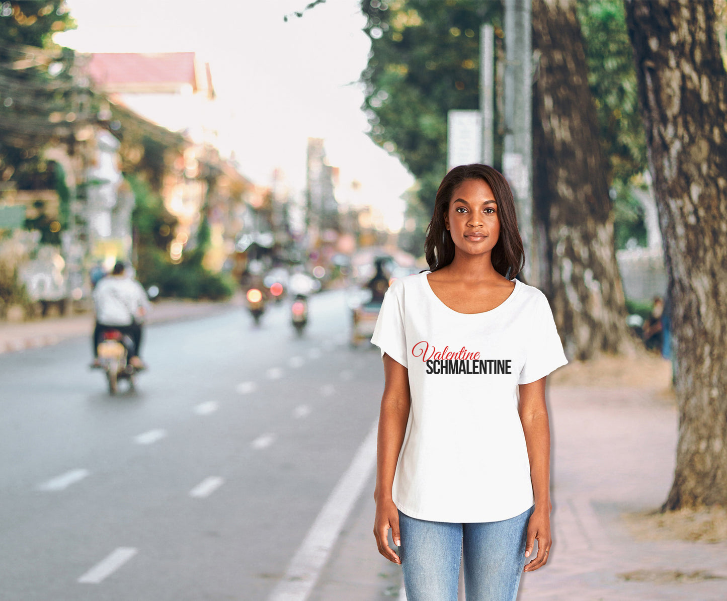 Valentine Schmalentine Ladies Tee Shirt - In Grey & White