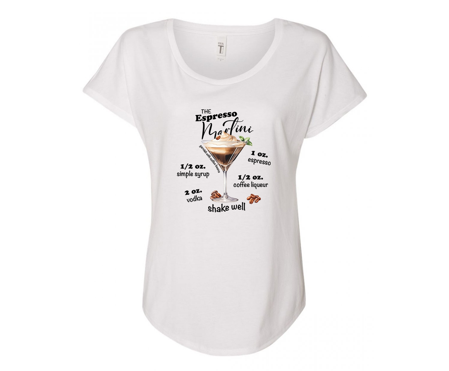 Espresso Martini Recipe Ladies Tee Shirt - White