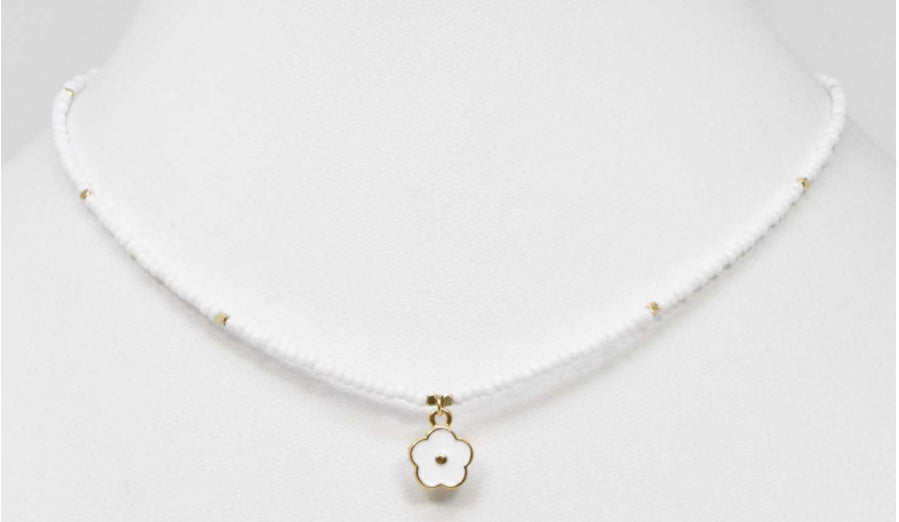 Enamel Flower Pendant Necklace