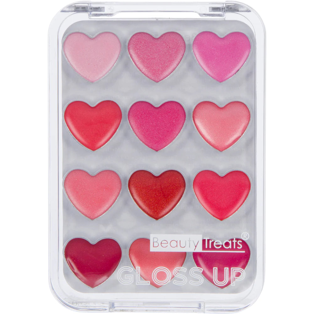 Gloss Up 12 Color Heart Lip Gloss Pallet - In 3 Shades