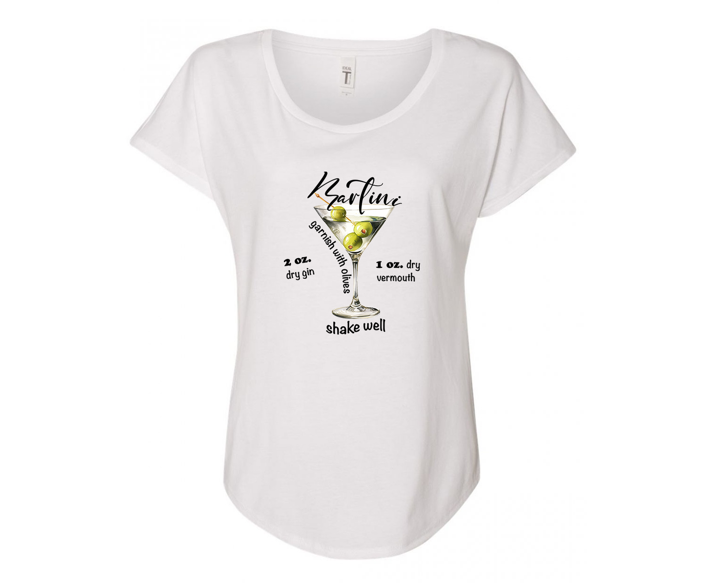 Martini Recipe Ladies Tee Shirt - White