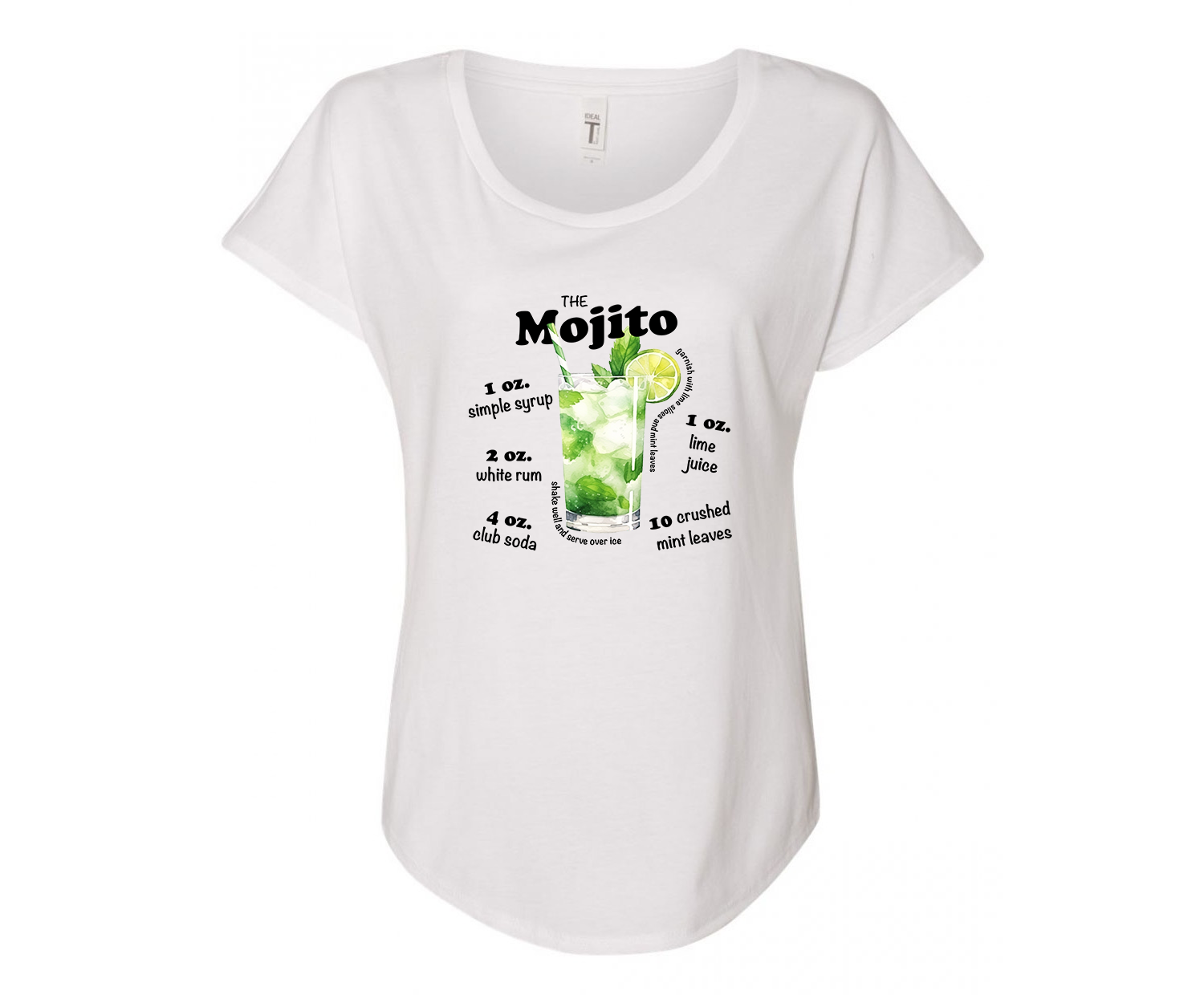 Mojito Recipe Ladies Tee Shirt White - Main Image