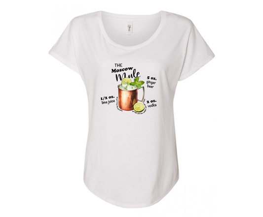 Moscow Mule Recipe Ladies Tee Shirt - White