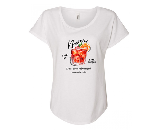 Negroni Recipe Ladies Tee Shirt - White