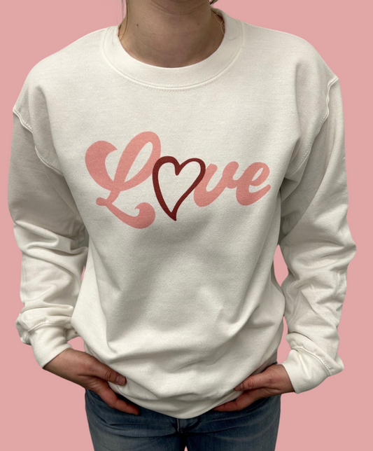 Love Heart Gilden Crew Neck Sweatshirt - White