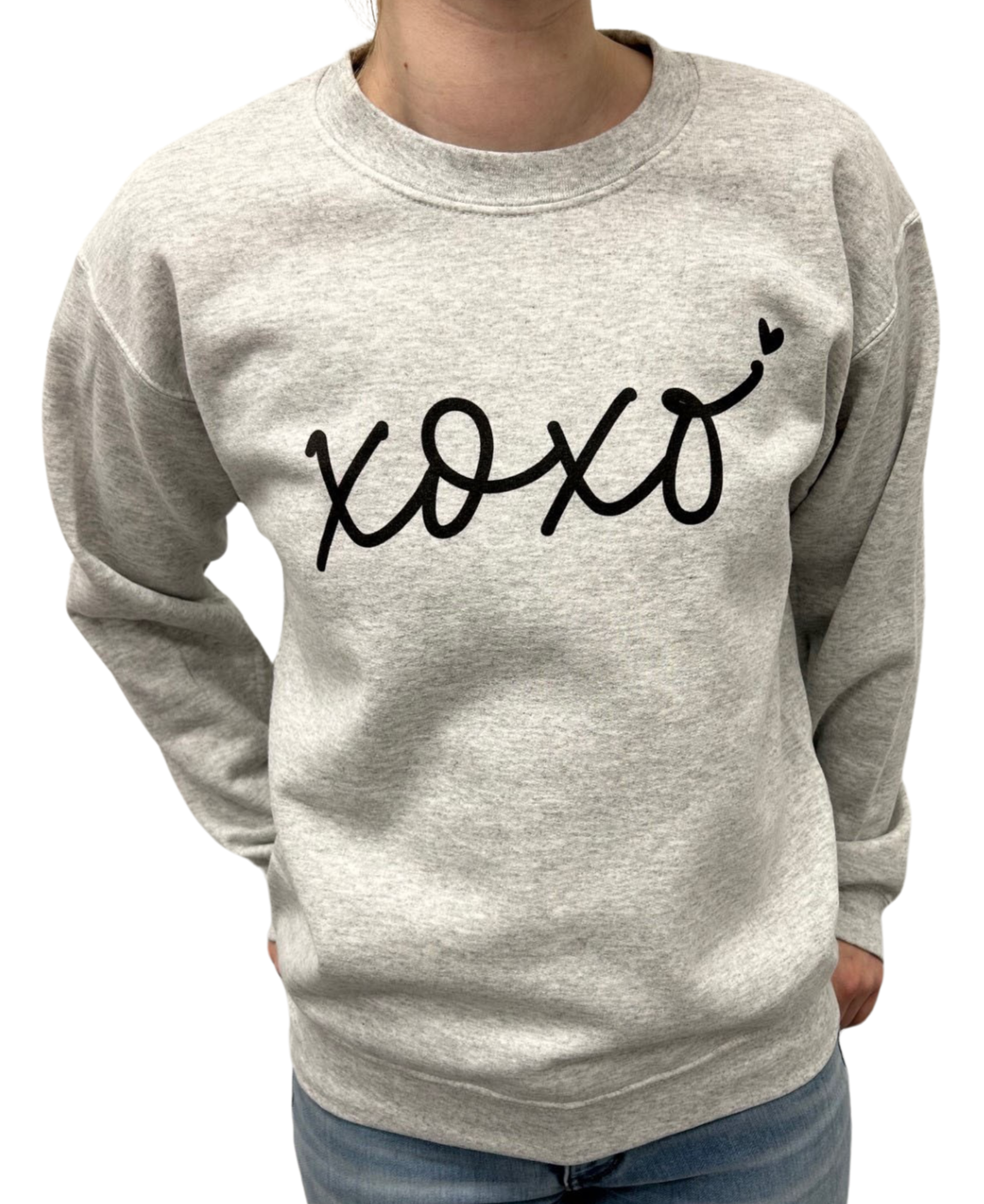 XOXO Heart Gilden Crew Neck Sweatshirt - Grey