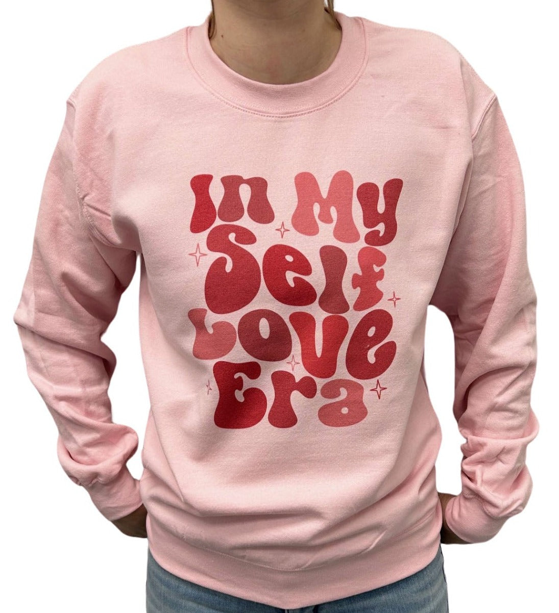 In My Self Love Era Gilden Crew Neck Sweatshirt - Pink