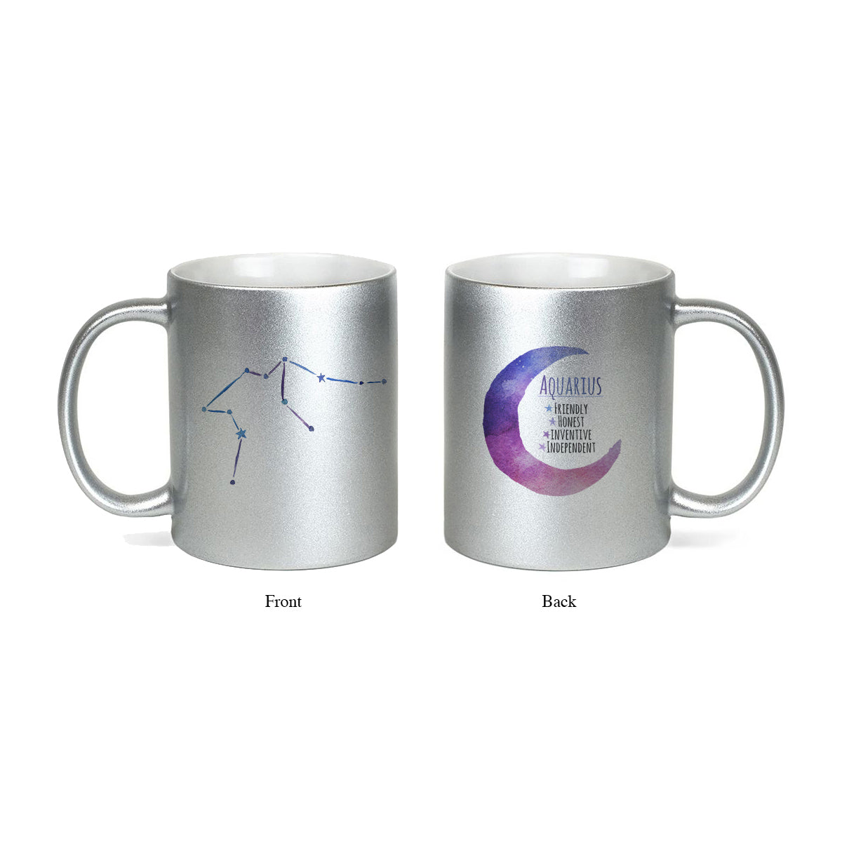 Moon Zodiac & Constellation Mug In White & Silver - All Signs Available