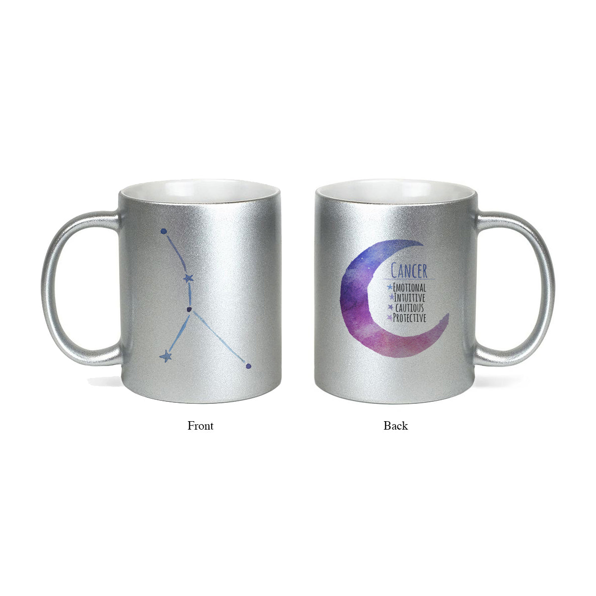 Moon Zodiac & Constellation Mug In White & Silver - All Signs Available