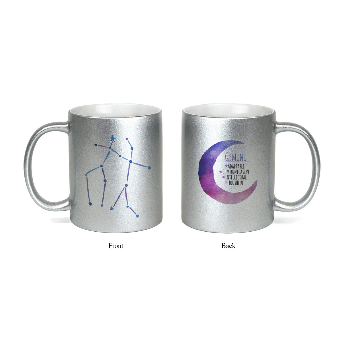 Moon Zodiac & Constellation Mug In White & Silver - All Signs Available