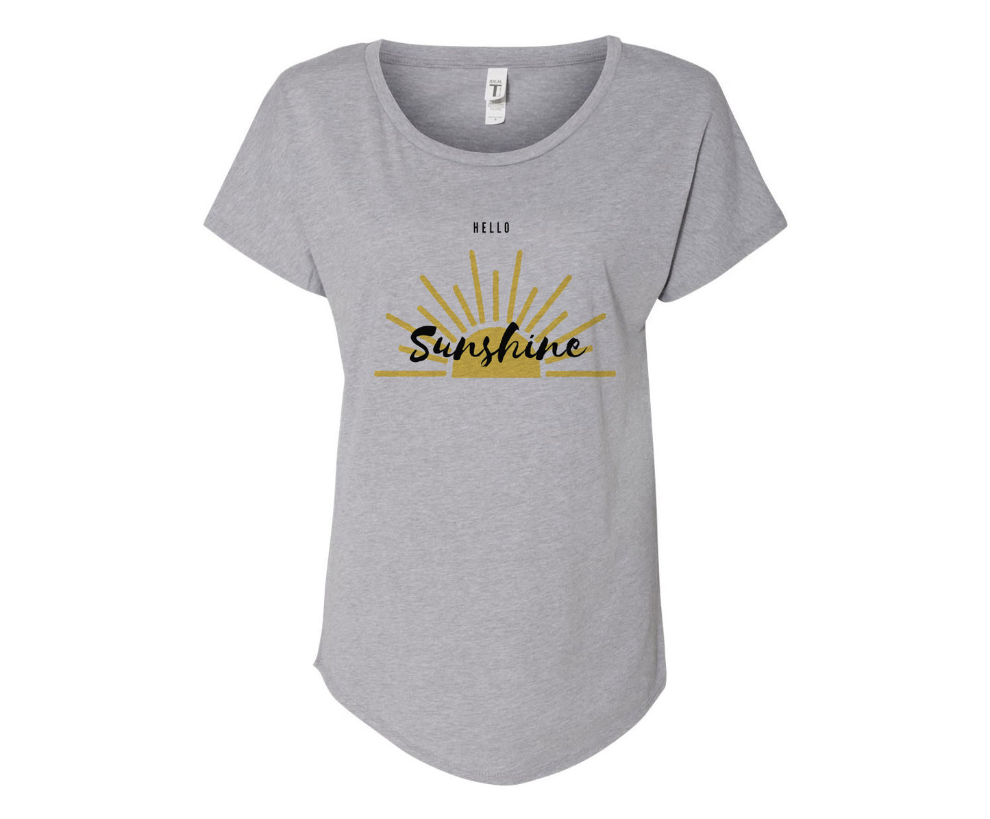 Hello Sunshine Bright Ladies Fit Tee - In Grey & White