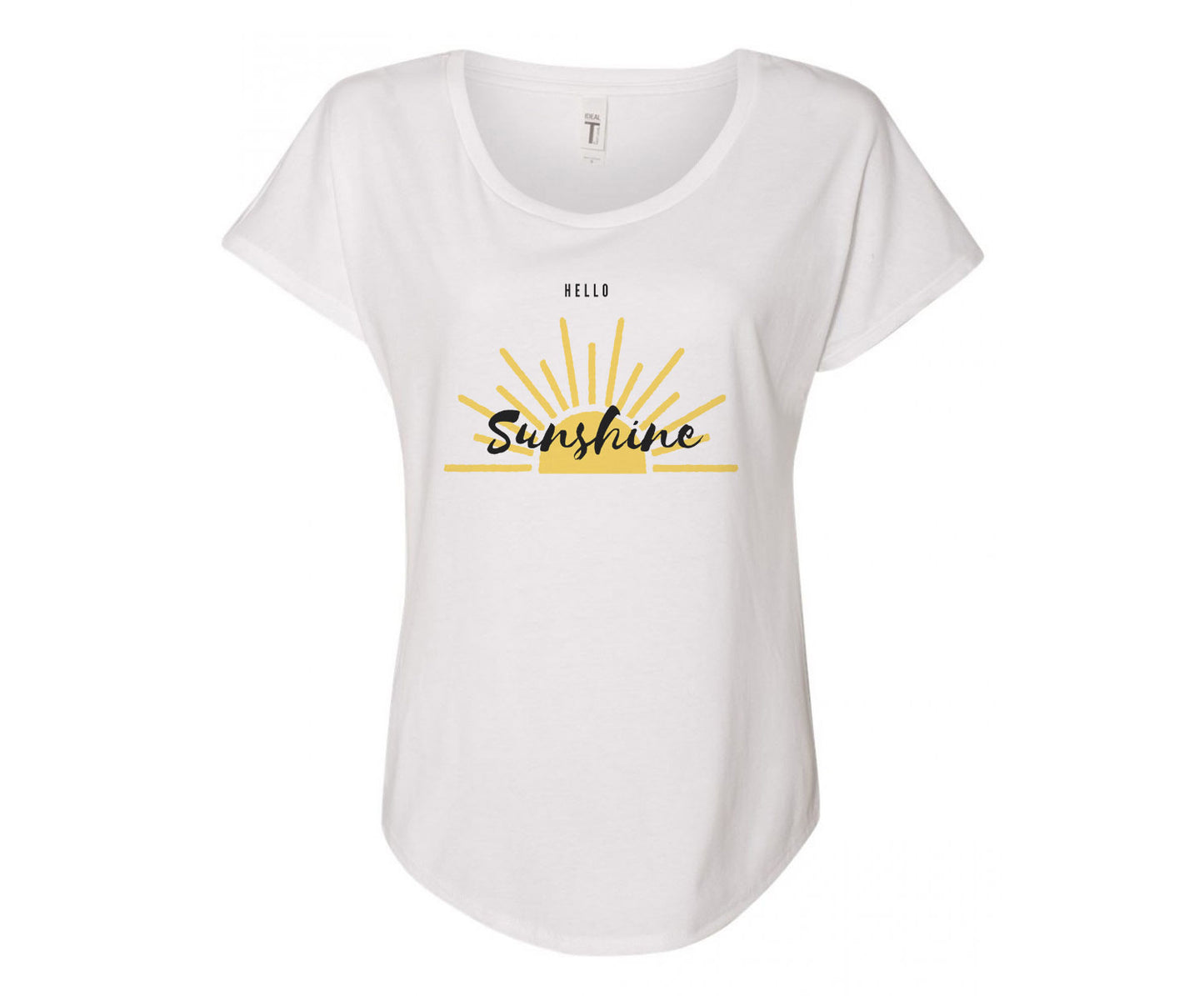 Hello Sunshine Bright Ladies Fit Tee - In Grey & White