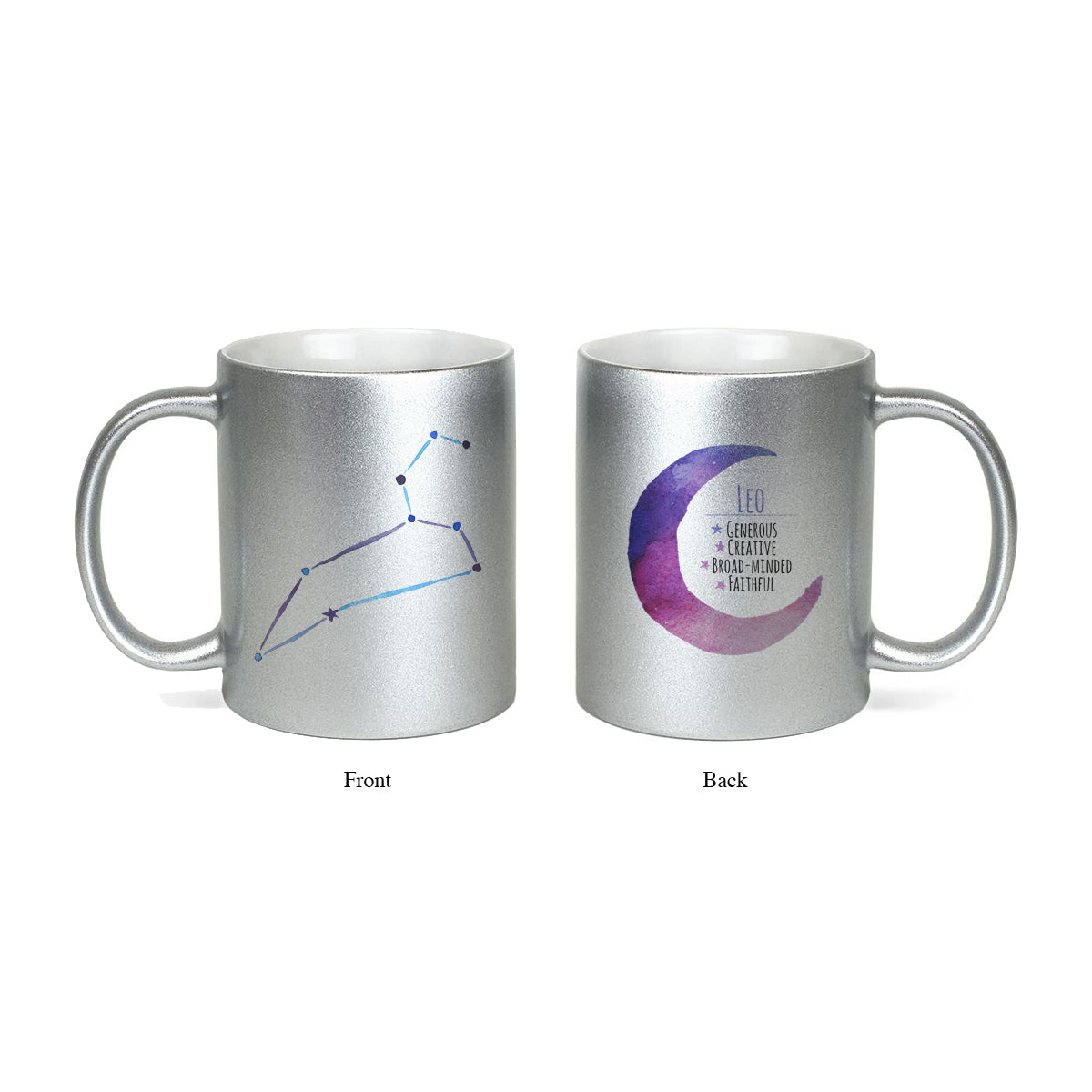 Moon Zodiac & Constellation Mug In White & Silver - All Signs Available