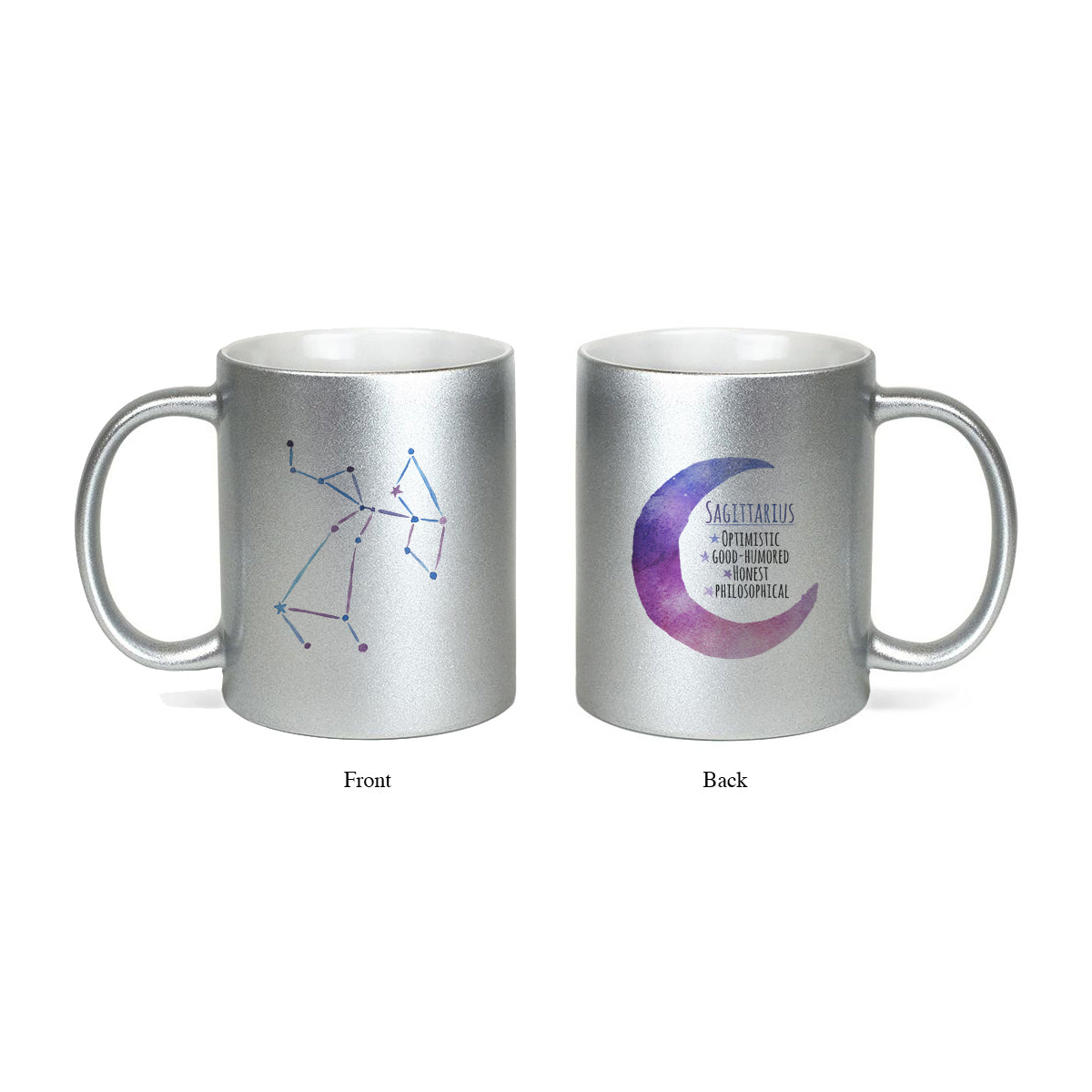 Moon Zodiac & Constellation Mug In White & Silver - All Signs Available