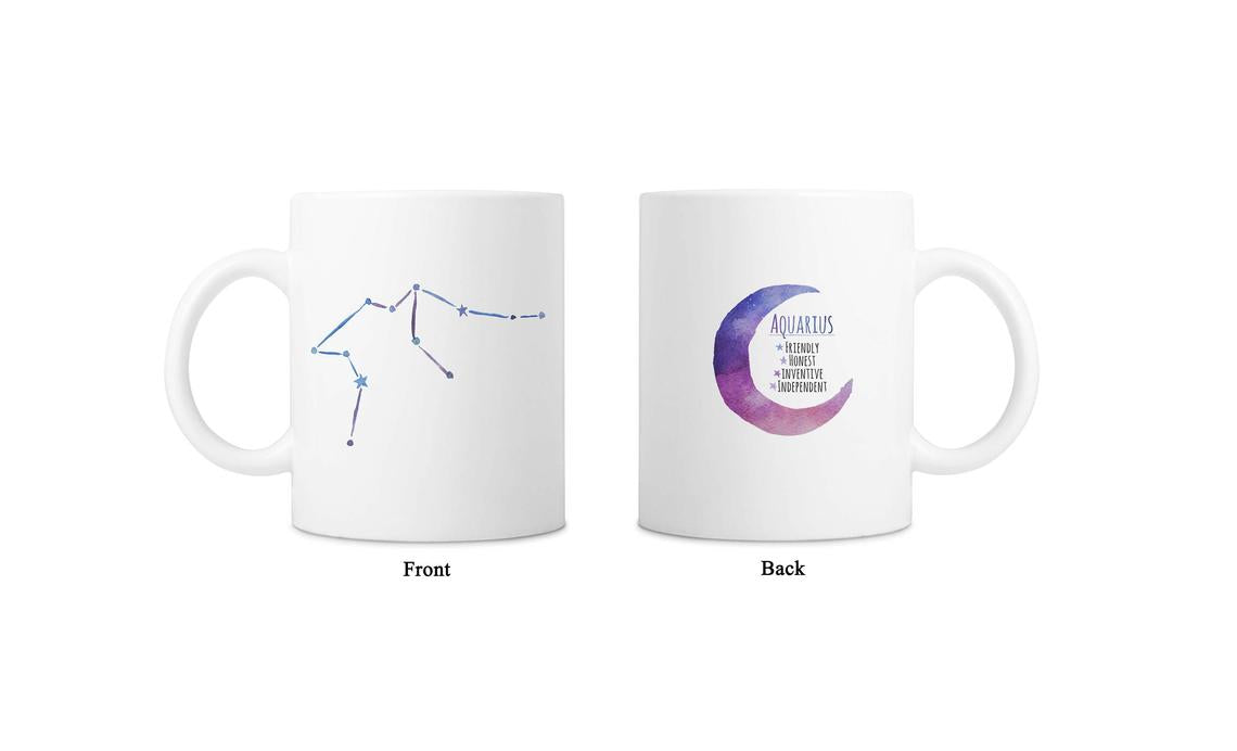 Moon Zodiac & Constellation Mug In White & Silver - All Signs Available