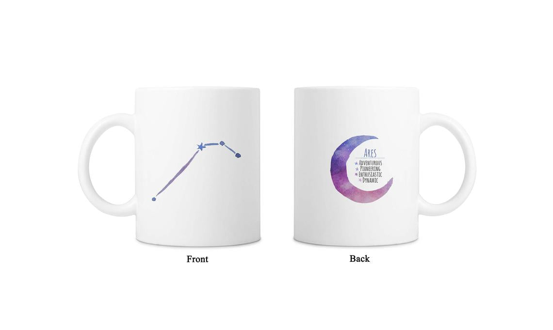 Moon Zodiac & Constellation Mug In White & Silver - All Signs Available