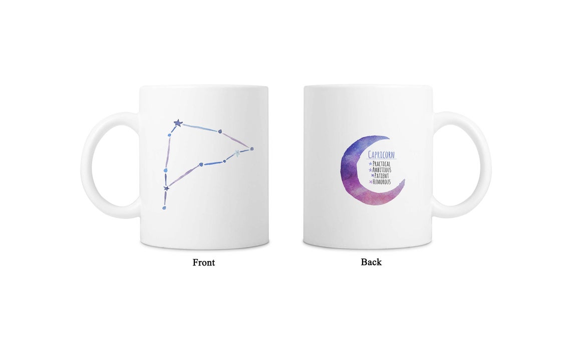 Moon Zodiac & Constellation Mug In White & Silver - All Signs Available