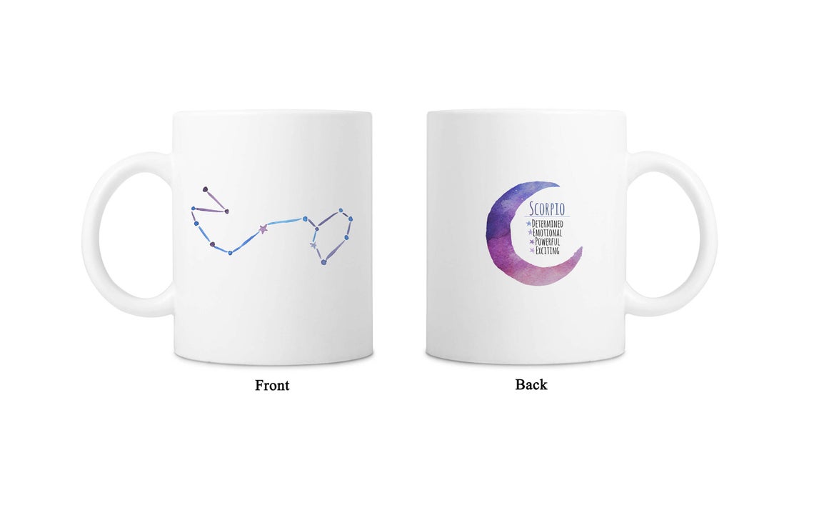 Moon Zodiac & Constellation Mug In White & Silver - All Signs Available