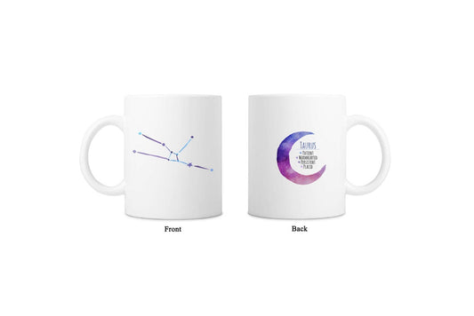 Moon Zodiac & Constellation Mug In White & Silver - All Signs Available