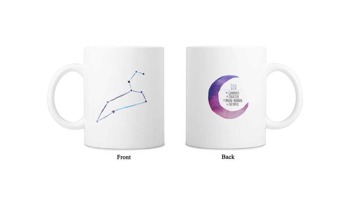Moon Zodiac & Constellation Mug In White & Silver - All Signs Available