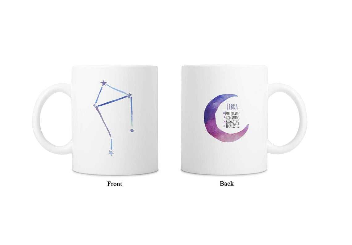 Moon Zodiac & Constellation Mug In White & Silver - All Signs Available