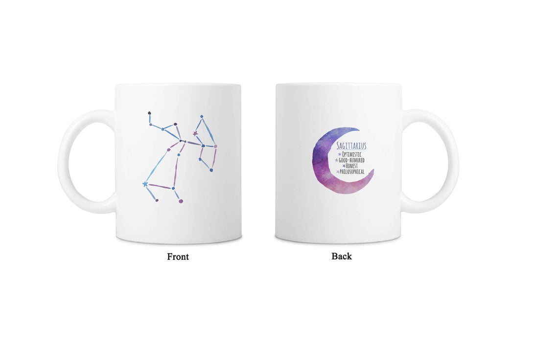 Moon Zodiac & Constellation Mug In White & Silver - All Signs Available